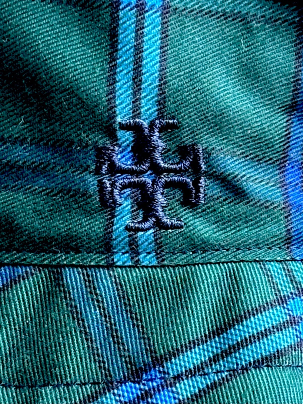 Tory Burch - Tory Sport Green Plaid / Navy reversible Bucket Hat - OS